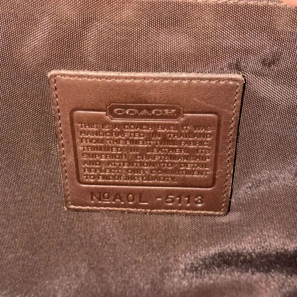 Vintage Coach Brown Classic Leather Nylon Briefcase Messenger Bag 5113